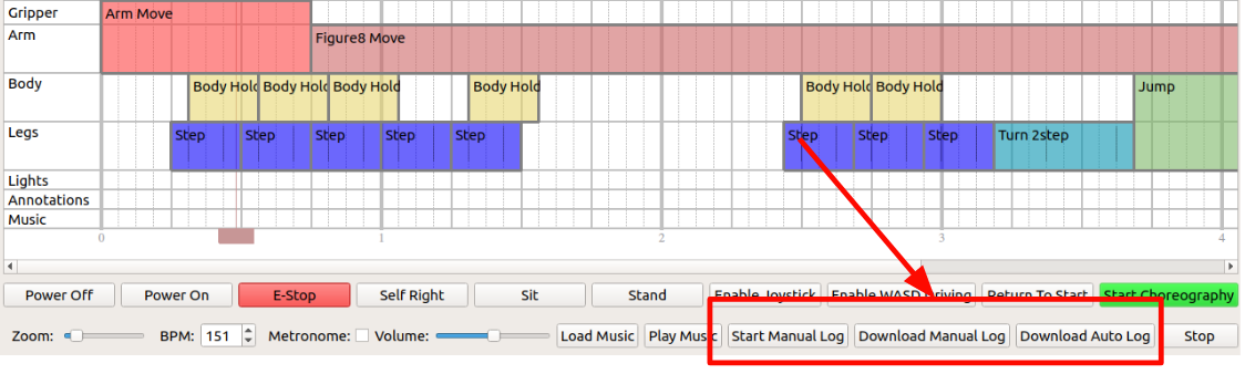 Choreographer Log Buttons